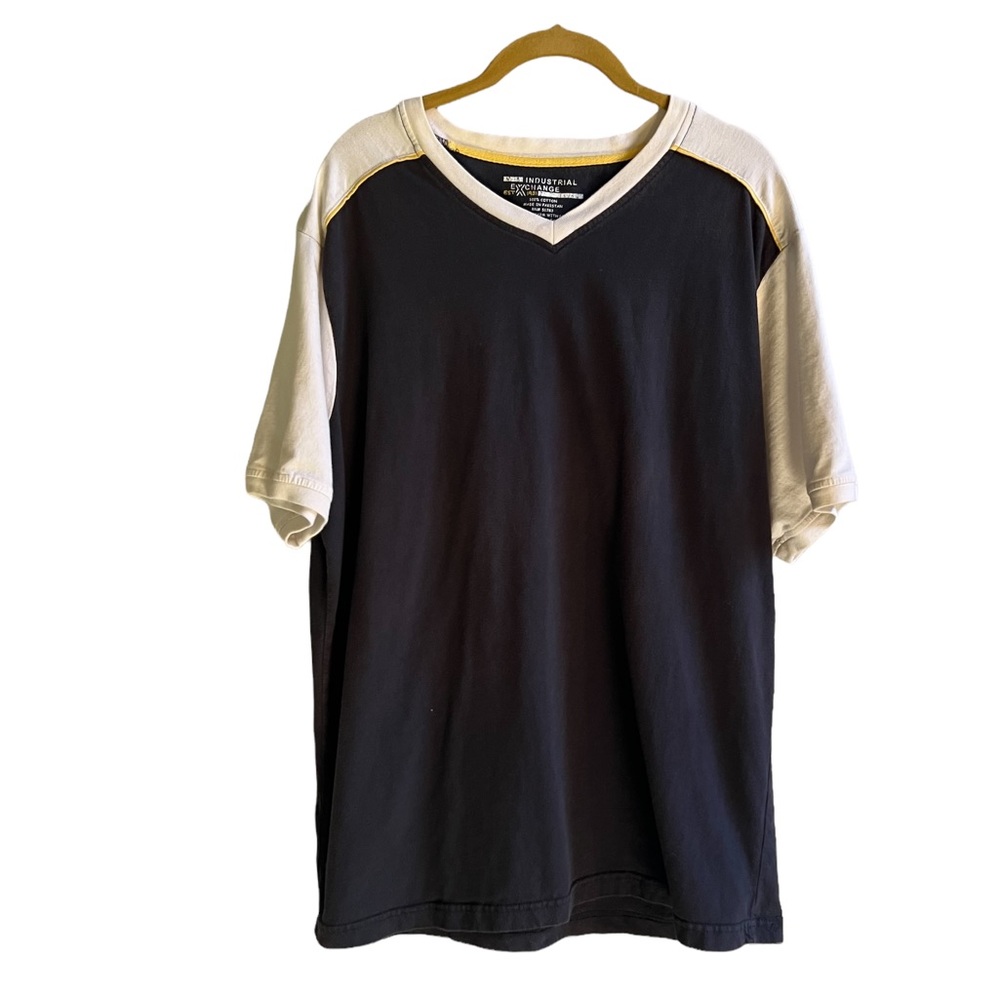 Industrial Exchange Navy White V-neck T-shirt